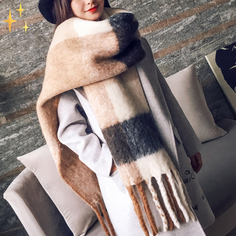 Damen Schal, übergroß, kariert, aus weichem, warmem Material. Perfekt für Herbst und Winter. Modisches Accessoire für stilvolle Outfits.