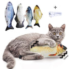 Graue Katze mit zappelndem Fischspielzeug, USB-ladbar, interaktiv, für Katzenunterhaltung.